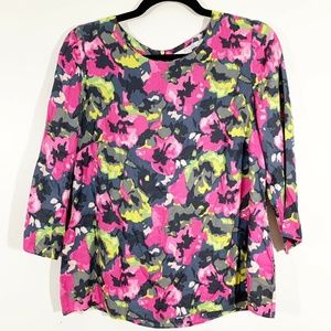 Boden Multicolor Watercolor Floral Silk Blend Top